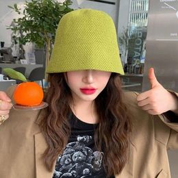 Wide Brim Hats Ladies Summer All-match Shade Straw Holiday Cool Hat Seaside Beach Fisherman Foldable Japanese Bell-shaped Pot Femal