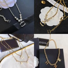 Pendant Necklaces Rhinestone 18K Gold Plated Alloy Length 38+5cm Gold Silver Choker Letter Fashion Jewelry For Sweater Women Wedding Gift