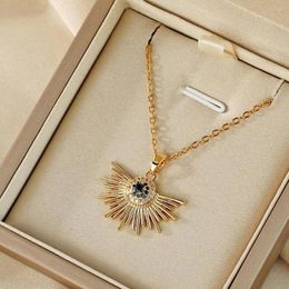 Pendant Necklaces Cxwind Simple Laser Carving Fashionable And Cool Stainless Steel Necklace Golden Shining Magic Eye Flower Birthday Gift