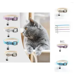 Cat Collars Rhinestone Buckle Beautiful Glittering Pet Necklace With Bells Moderate Sound Collar Nice-looking For Home