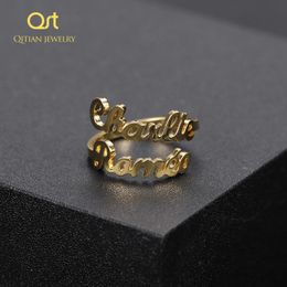 Wedding Rings Personalised Double Names Ring/ Cutomized Unique Ring /For Girlfriend Wife Mom Gifts Statement Jewellery - Adjustable collares 231114