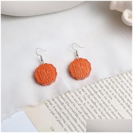 Dangle Chandelier Funny Jewellery Imitation Chinese Mooncake Drop Earrings Resin Delicious Traditional Nice Gift Delivery Dhgarden Dhlag