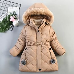 Coat Autumn Winter Girls Jacket Keep Warm Hooded Fashion Windproof Outerwear Birthday Christmas Coat 4 5 6 7 8 Years Old Kids Clothes 231114