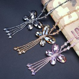 Pendant Necklaces Crystal Butterfly Charm Necklace Colorful Insect Clavicle Chain For Women Girl Fashion Jewelry Accessories Gift