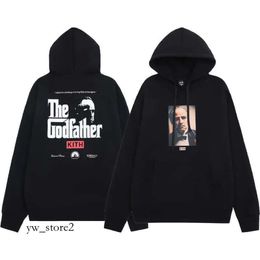 2023 Designer Kith Box Embroidered Oversize Pullovers Godfather Print Matching Fleece Loose Fitting Men's Casual High Quality Hoodie 539