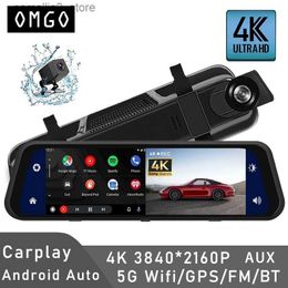 Car DVRs Car Dvr 4K 3840*2160P Carplay Android Auto GPS 5G WIFI AUX Dash Cam Stream RearView Mirror Dashcam Camera Drive Recorder FM Q231115