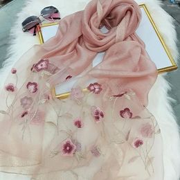 Scarves Fashion Headscarf Women Scarf Silk Wool Embroidery Floral Female Foulard Hijab Wraps Pashmina Winter Shawl Long Soft