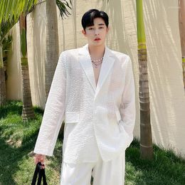 Men's Suits Menswear Blazer Jacket Men Net Celebrities Thin Translucent Loose Casual White Blazers Suit Streetwear Male Coat Man