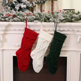 Christmas Decorations Christmas Stocking Knit Sock Santa Candy Gift Bags Xmas Hanging Decoration For Home Xmas Tree Ornament Gift Navidad 2024 YQ231115