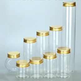 Storage Bottles 20 PCS Sugar Cane Plastic Container Golden Lid Transparent Packaging Food Jar Cereal Dispenser Kitchen