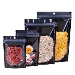 Packing Bags Black/Transparent Plastic Mylar Foil Self Seal Stand Up Pouches Dried Food Bean Powder Storage Aluminum Bag Lx5110 Drop Dhnda