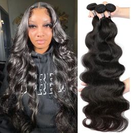 Lace s Body Wave Bundles Human Hair Brazilian Weaving Glueless Weave Black 3 4 Deal Natural 30 Inch Bundle 231114