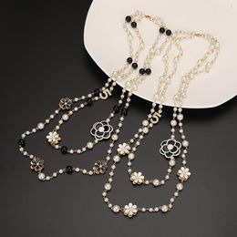 Chains Trendy Long Simulated Pearls Necklace For Women Layered Pendant Sweater Chain Party Jewellery