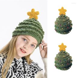 Berets Children Hat Christmas Tree Parent Kids Hand-knitted Woollen Vaps Winter Festival Adult Men And Women Crochet Hats