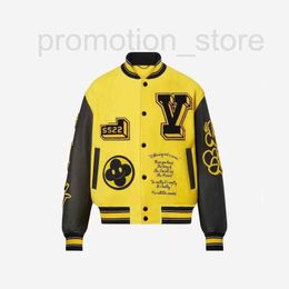 Women's Jackets Designer Hot Men's Fashion Letters Embroidered Patchwork Baseball Jersey Yellow Heavy Duty Leather Jacket IRAH