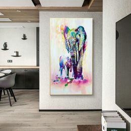 Colourful Elephant And Deer Canvas Painting Animals Wall Art Poster Watercolor- Graffiti Wall Pictures For Living Room Home Decor