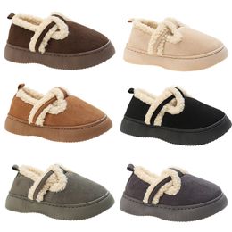 Designer fur slip on cotton shoes women brown grey black green plush shoes womens soft soles outdoor winter casual