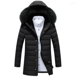 Men's Down 2023 Men Thick Parka Coat Winter Warm Hooded Fur Collar Parkas Male Multi Pocket Jaqueta Masculina Bomber K235