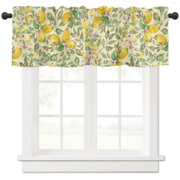 Curtain Fruit Watercolour Lemon Pink Flower Kitchen Window Curtains Home Decoration Short For Living Room Bedroom Small Cortinas