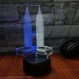 Table Lamps High-rise Building Car 3d Visual Light Creative 7 Colour Touch Charging Led Stereo Gift Lamp For Bedroom Wholesale