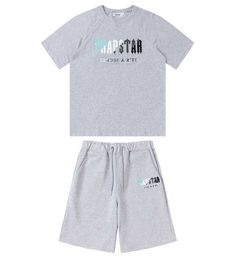 Men Summer Trapstar Tracksuits Designer Rainbow Towel Decoding and Women T Shirt Pants 2 Piece Sets 's Black White Round Neck T-shirts