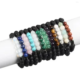 Strand Men Women 8mm Lava Rock Anxiety Essential Oil Diffuser Bracelet Braided Rope Natural Stone Yoga Beads