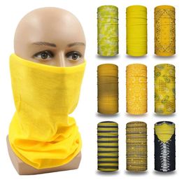 Bandanas Yellow Tube Outdoor Bandana Women Running Hiking Headwear Breathable UV Dustproof Face Mask Cycling Scarf Seamless Neck Gaiter