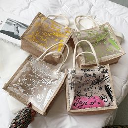 Evening Bags Clear Graffiti Handbag PVC Transparent Women Fashion Shoulder Beach Jelly Purse Plastic Tote Clutch 231115