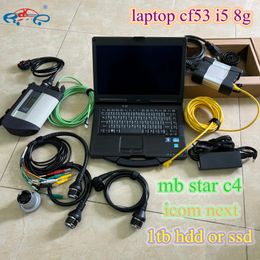 Auto Diagnostic Tools for BMW Icom next MB star C4 SD connect 4 wifi compact and cables 1TB SSD OR HDD Latest Soft-ware Used laptop CF53 I5 8G