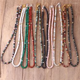 Choker Bohemian Natural Stone Turquoise 2x4mm Tile Beads Necklace Boho Holiday Torques Collar Gift Jewelry Drop