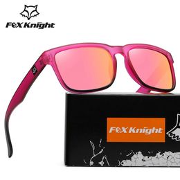 Sunglasses Vintage FOX KNIGHT Polarized Sunglasses Men Brand Designer Reflective Mirror Sun Glasses Male Women Retro Square Driving Eyewear 231114