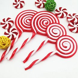 Christmas Decorations 16pcs Christmas Tree Candy Lollipop Cane Hanging Decorations Red White Plastic Year Pendant Simulation cartoon candy 231114