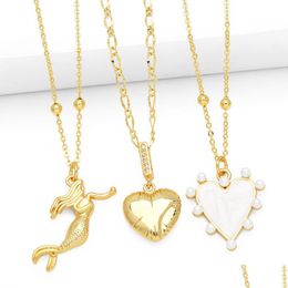 Pendant Necklaces Trendy Gold Plated Copper Mermaid Pendant Necklace Cute Love Jewelry 2024 Drop Delivery Jewelry Necklaces Pendants Dha10