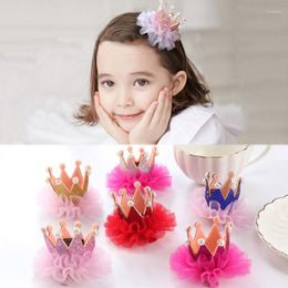 Hair Accessories Gold Powder Lace Pearl Crown Small Hairpin Children Girl Baby Princess Head Jewellery