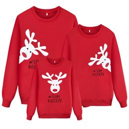 Family Matching Outfits Christmas Clothing Cartoon Deer Print Hoodie Casual ONeck Sweater Mom and Me Appearance 231115