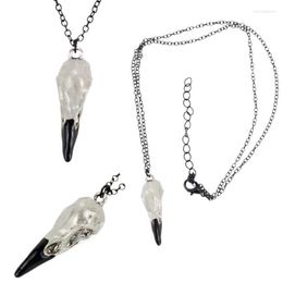 Chains 1Pc Imitative Crow Skull Necklace Punk Dark Style Animals Shape Alloy Material Unisex Men Women Street Jewellery Accessories 2023