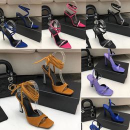 2023 designer luxury Sexy Peep-toe heel sandals womens genuine leather multi-color style one-line cross strap sandal ladys fashion Back hollowed out stiletto shoes