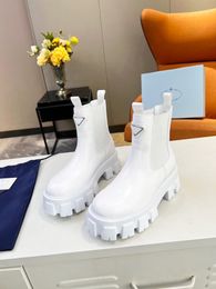New Designer Women Boots Monolith Shiny Detachable Nylon Pouch Combat Shoes Nylon Hailf Outdoor Thick Bottom Mid-length Boot 35-41