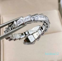 Ring Men and Women Width and Narrow Version Open Rings Easy to Deform Lady Silver Snake Plated Light Bone Full Diamond Pattern Couple nice