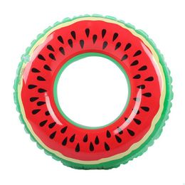 Bath Toys 60/70/80/90Cm Swimming Pool Lifebuoy Swim Ring Inflatable Life Buoy Watermelon Orange Fruit Design Rings Drop Delivery Baby Dh0Ru
