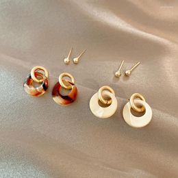 Stud Earrings Contrasting Color Retro Suit Personality Design Sense Geometric Ear Jewelry Cold Wind Trend Forwomen