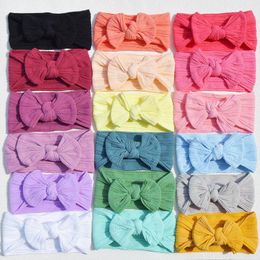 Hair Accessories Baby Nylon Jacquard Band Children Solid Colour Bow Headband Elastic Headwear Cute Wholesale