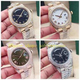 18 Colour Mens With Box Watch Men's 40mm 228238 Black White Green Champagne Brown Dial 228239 Diamond Bezel Bracelet 18K Yellow Gold Everose Automatic Watches