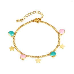 Link Bracelets Fashion Jewellery Stainless Steel Star Hand Ornaments Candy Collision Peach Heart Titanium Women's