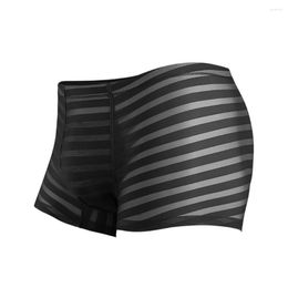 Underpants Sexy Men Trunks Summer Transparent Stripe Boxer Briefs Pouch Cuecas Homme Underwear Breathable Shorts Panties
