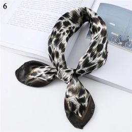 Scarves 50 50cm Small Silk Hair Scarf Striped Leopard Soft Women Foulard Neck Wrap Print Square Kerchief Lady Head Band Tie