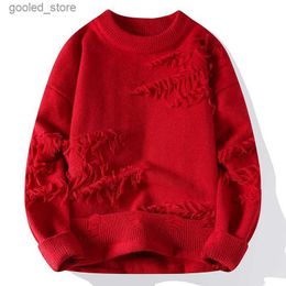 Men's Sweaters New Fall Winter Fashion Design Hole Ripped Sweater Men Soft Warm Cashmere Pullover Sweaters Man High End Mens Christmas Jumpers Q231115