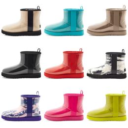 Australia uggss ugglie slippers tasman slippers Clear Mini Boots Classic Transparent Jelly Mini Plus Velvet Short Snow Boots Women Black Big Marble British Style