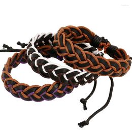 Strand Ethnic Bracelet For Men Women Chic Elastic Band Braiding Bracelets Hand Leather Rope Summer Fashion Jewellery Adjustable 20cm