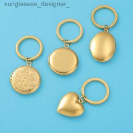 Keychains Lanyards Fnixtar 10Pcs Mirror Polish Stainless Steel Round Heart Photo Locket Pendant Keychains For rs Car Key JewelryL231115